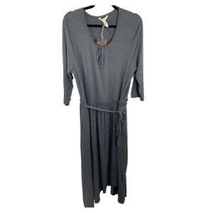 NWT Matilda Jane Asymmetrical Midi Dress 3/4 Sleeves Elastic Belt Waist Gray XXL